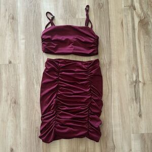 Maroon skirt set